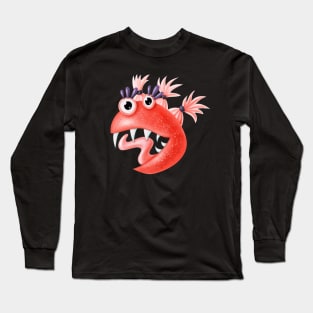 Crazy Pink Monster With Ponytails Long Sleeve T-Shirt